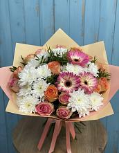 Букет цветов из:  Розы, Герберы и Хризантемы в Чекалине