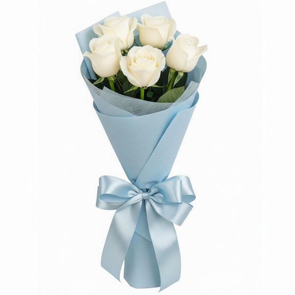 Букет 5 Белых роз Проуд в Чекалине
