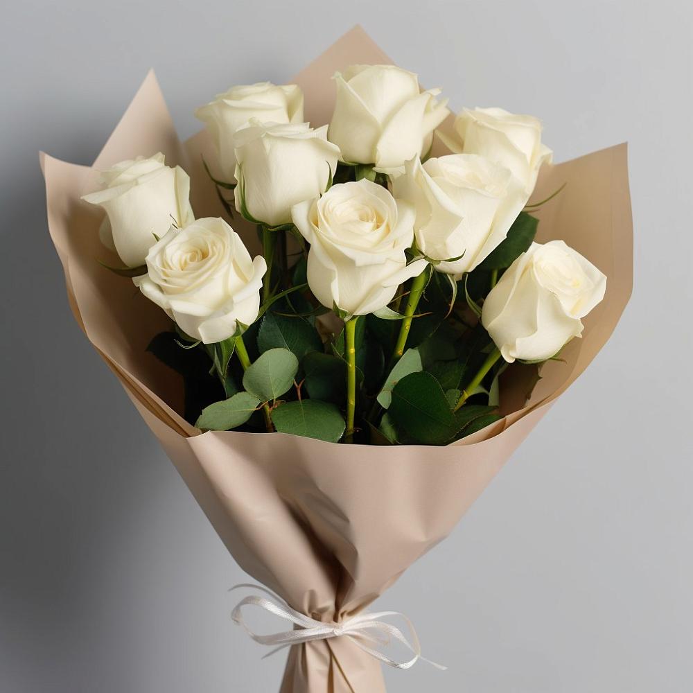 Букет 9 Белых роз Эдлесс Лав в Чекалине