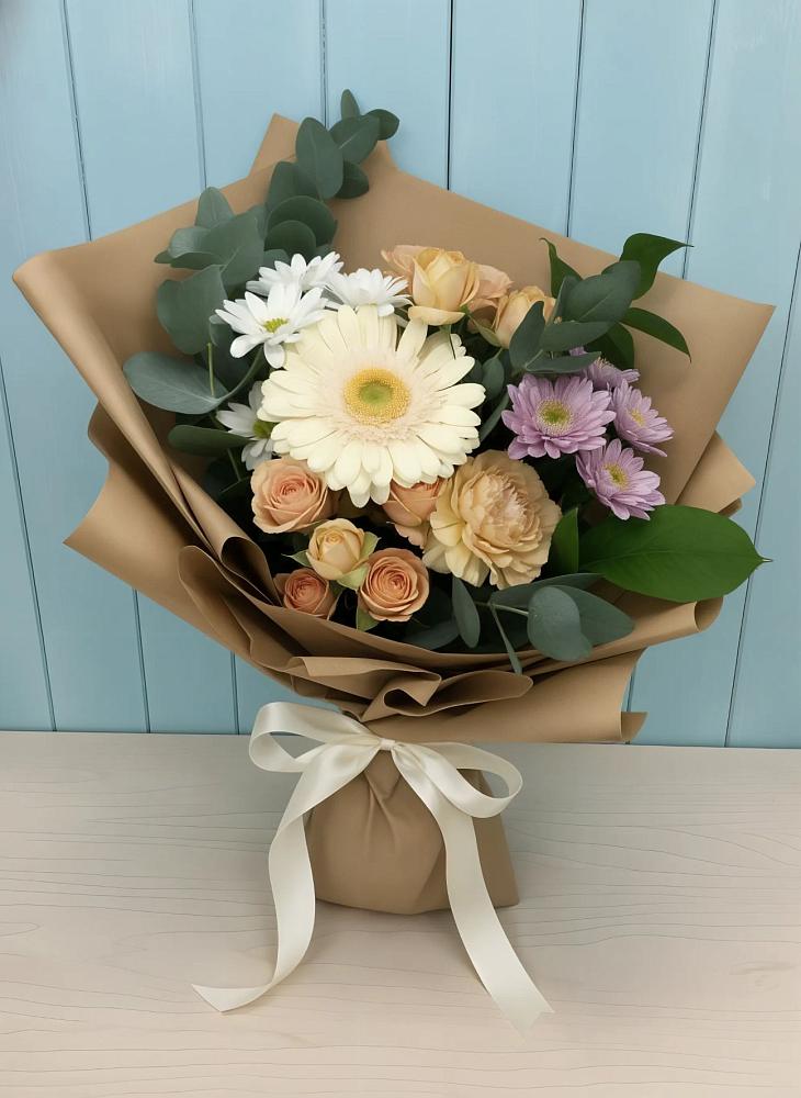 Букет цветов из: Герберы и Хризантемы в Чекалине