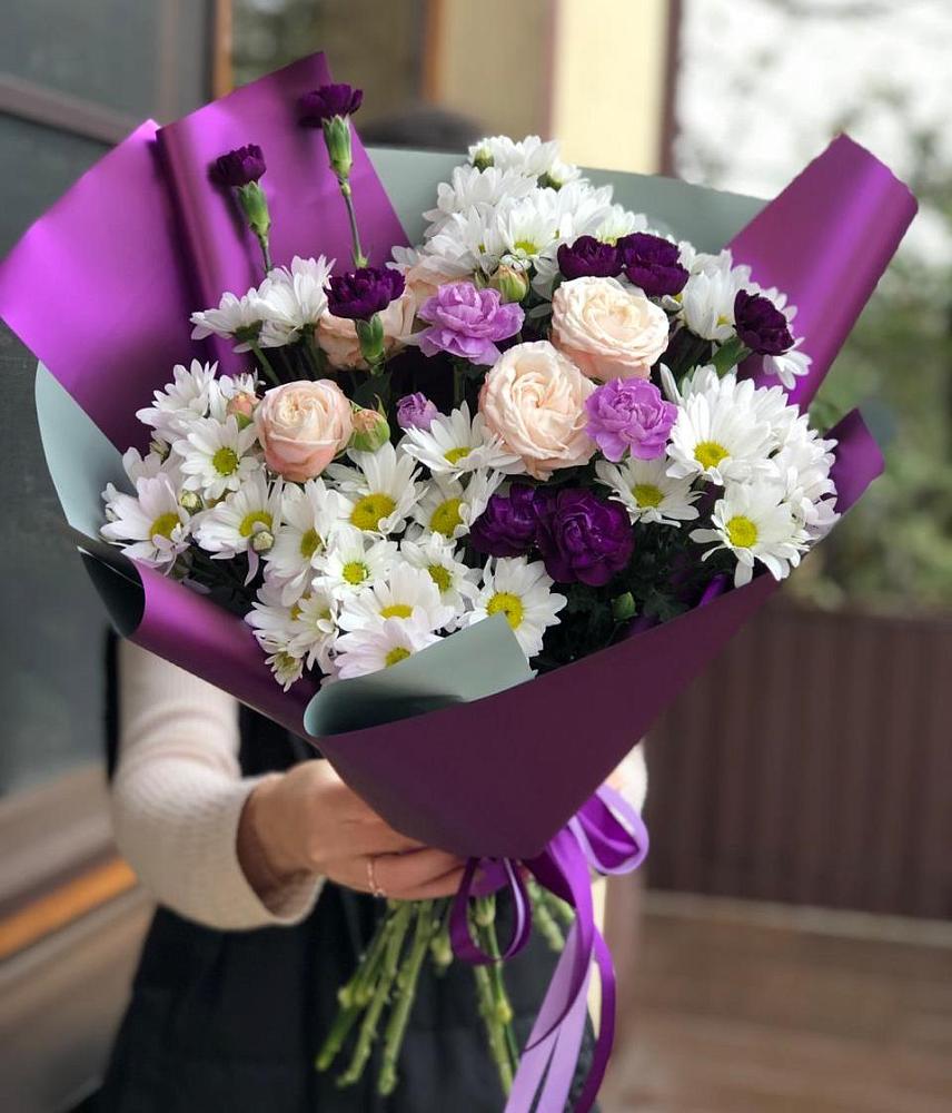 Букет цветов из: Хризантемы, Гвоздики и Розы в Чекалине