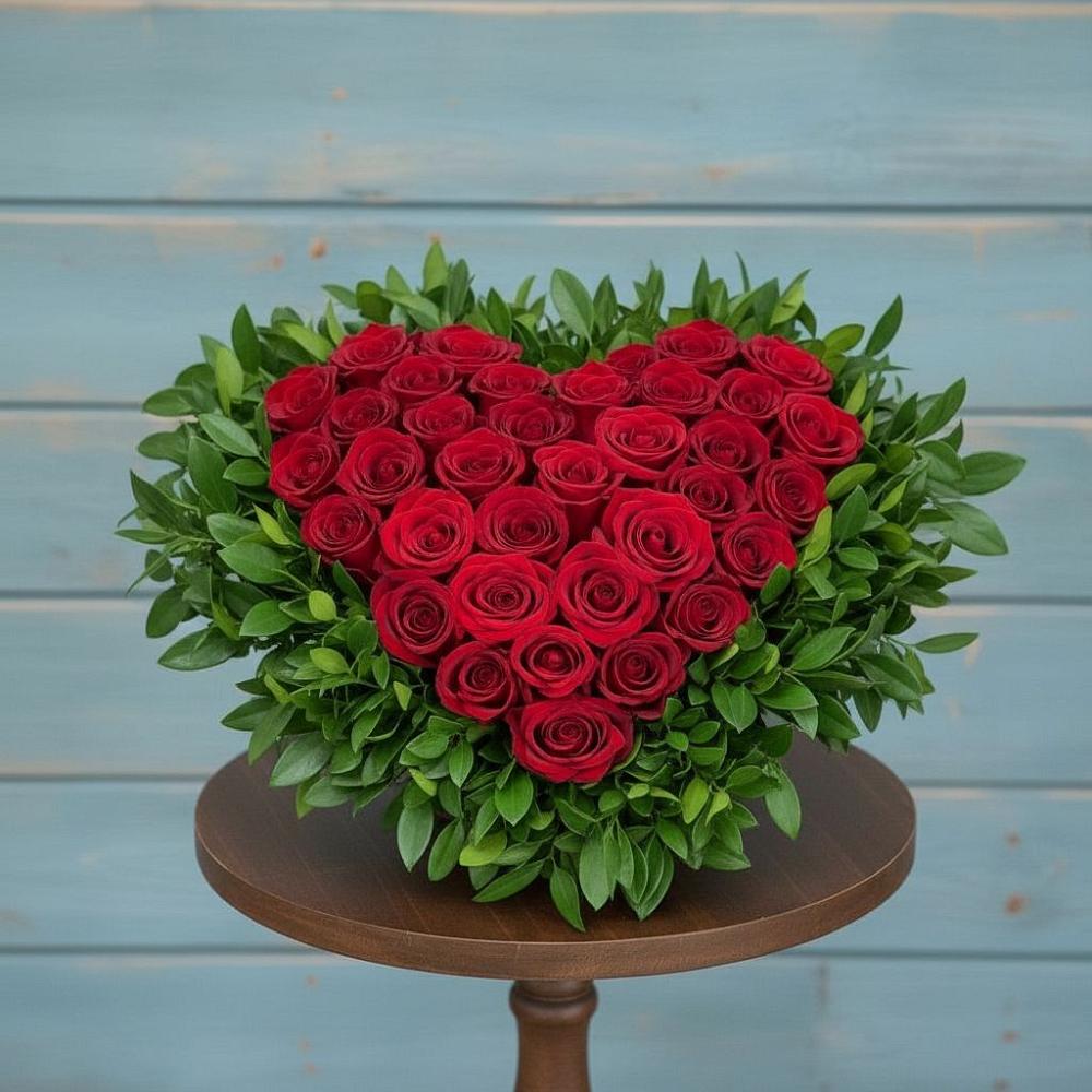 Цветочная композиция из Розы в виде сердца в Чекалине