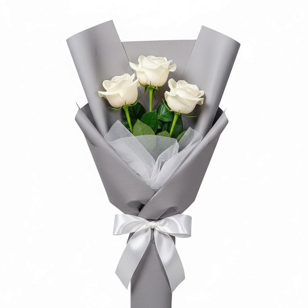 Букет 3 белые розы в Чекалине