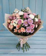 Букет цветов из:  Хризантемы, Розы и Альстромерии в Чекалине