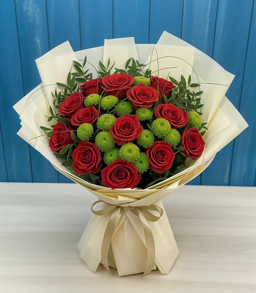 Букет цветов из: Розы и Хризантемы в Чекалине